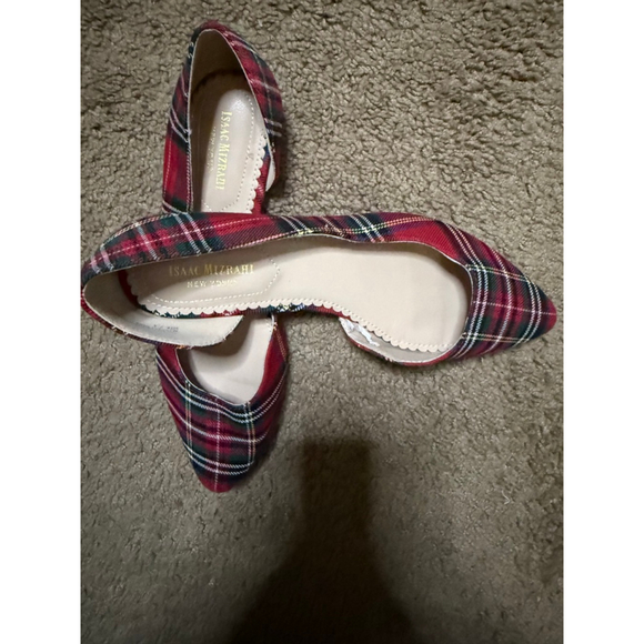 Women's Isaac Mizrahi Red Amaya d'Orsay Plaid Flats Size 7.5 - Picture 4 of 6